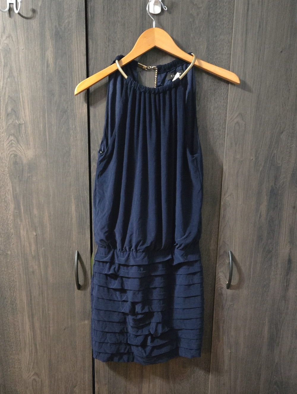 B Darlin Navy Ruffle-Trim Mini Dress